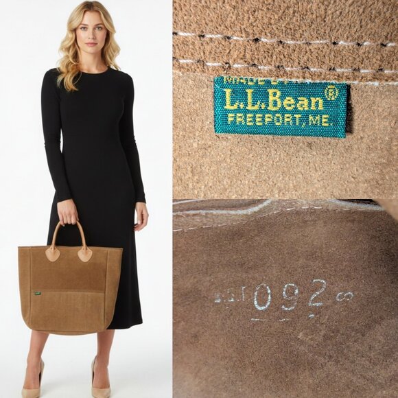 L.L. Bean Vintage Brown Suede Boat and Leather Tote - Picture 2 of 16